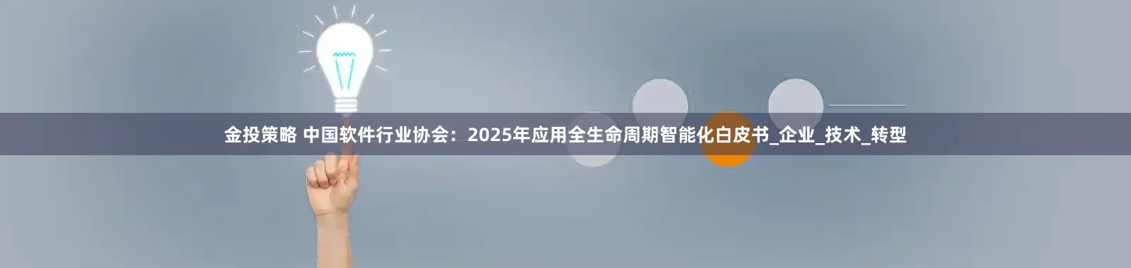 金投策略 中国软件行业协会：2025年应用全生命周期智能化白皮书_企业_技术_转型